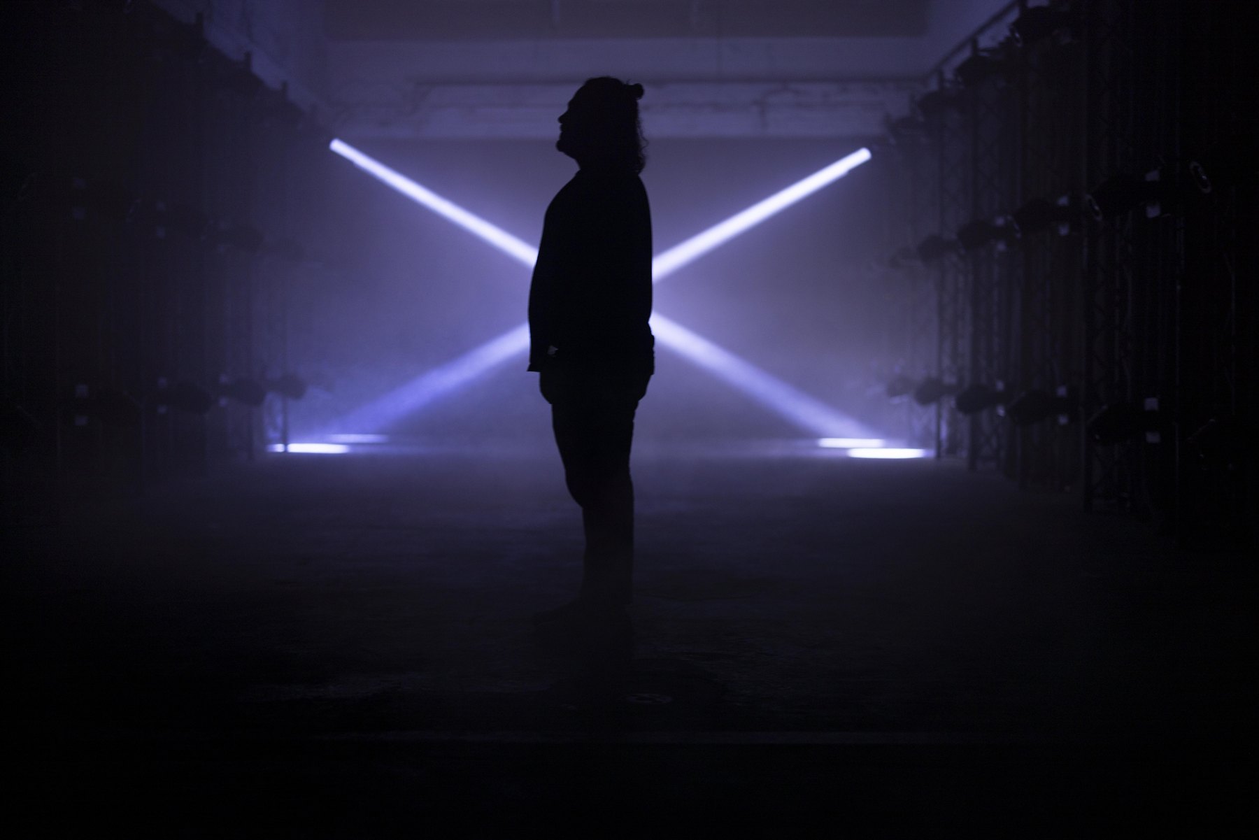 ECLIPSE by NONOTAK installation with a circular black and white projection